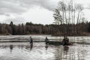 Abfischen, Fischer am Waldviertler Teich in Litschau