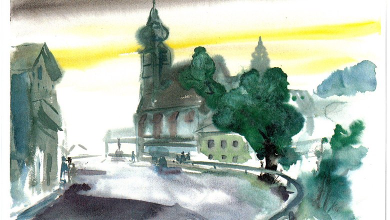 Aquarell von Sepp Gamsjäger, © gamsburg.at