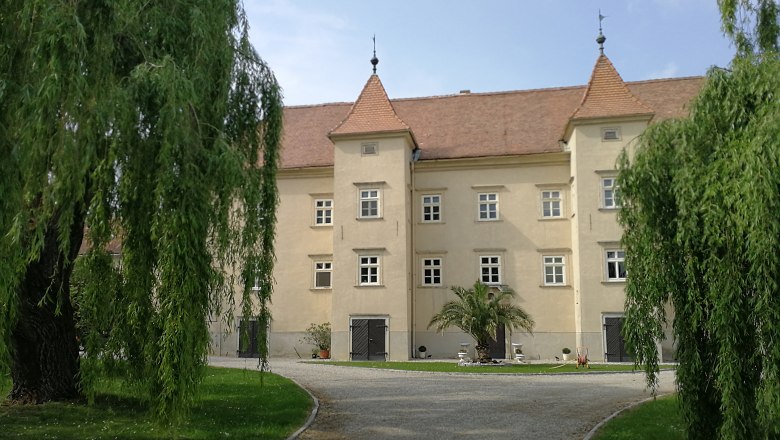 Große Weiden säumen den idyllischen Schlossgarten, © Roman Zöchlinger